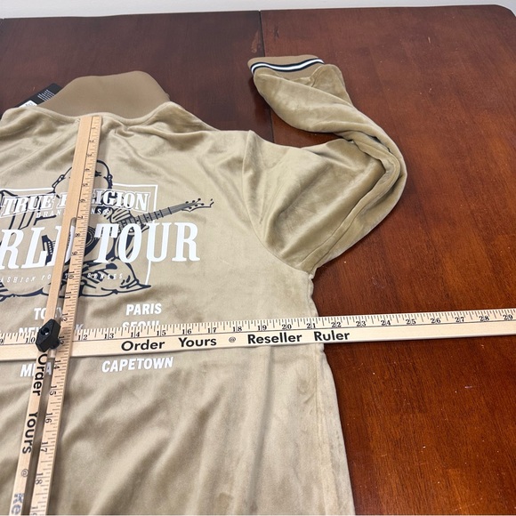 True Religion Tour Jacket Men's Medium Track Velour Travertine Full Zip NWT $139 - Picture 9 of 11